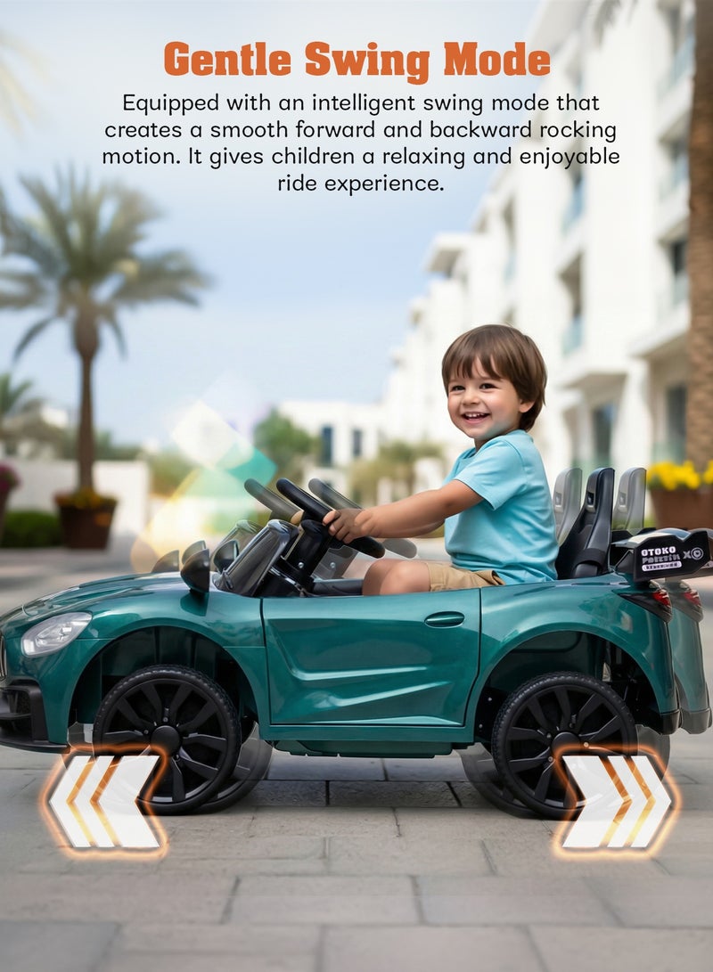 بيبي سيارة بنزي تعمل بالبطارية للأطفال، سيارة ركوب للأطفال مزودة بإضاءة LED وموسيقى وجهاز تحكم عن بعد | لعبة سيارة أطفال تعمل بالبطارية | سيارة أطفال للأطفال الصغار | سيارة كهربائية للأطفال من عمر سنتين إلى 5 سنوات، لون أخضر - Image 4
