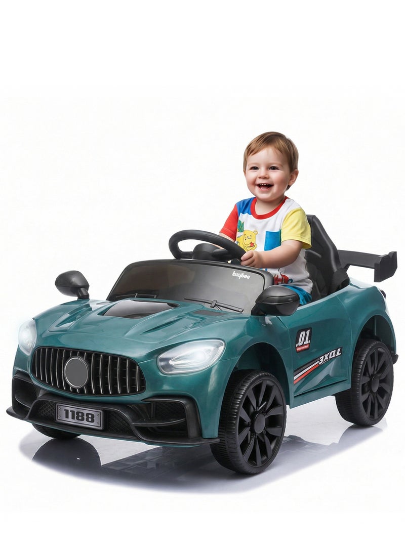 بيبي سيارة بنزي تعمل بالبطارية للأطفال، سيارة ركوب للأطفال مزودة بإضاءة LED وموسيقى وجهاز تحكم عن بعد | لعبة سيارة أطفال تعمل بالبطارية | سيارة أطفال للأطفال الصغار | سيارة كهربائية للأطفال من عمر سنتين إلى 5 سنوات، لون أخضر - Image 1