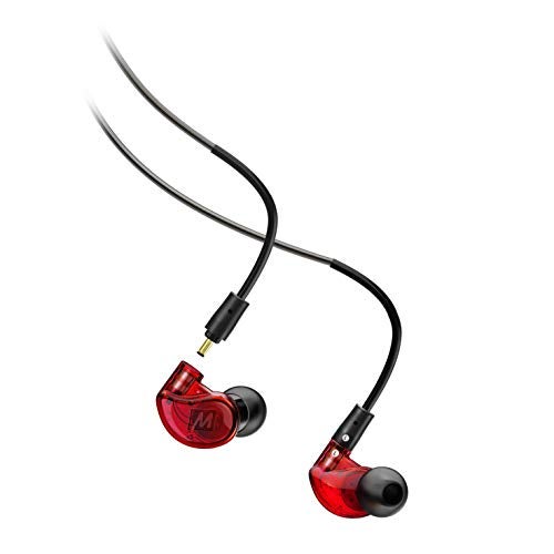 MEE audio M6 PRO In Ear Monitor Headphones for Musicians 2nd Gen Model With Upgraded Sound Memory Wire Earhooks Replaceable Cables Noise Isolating Professional Earbuds 2 Cords Included Red - Image 1