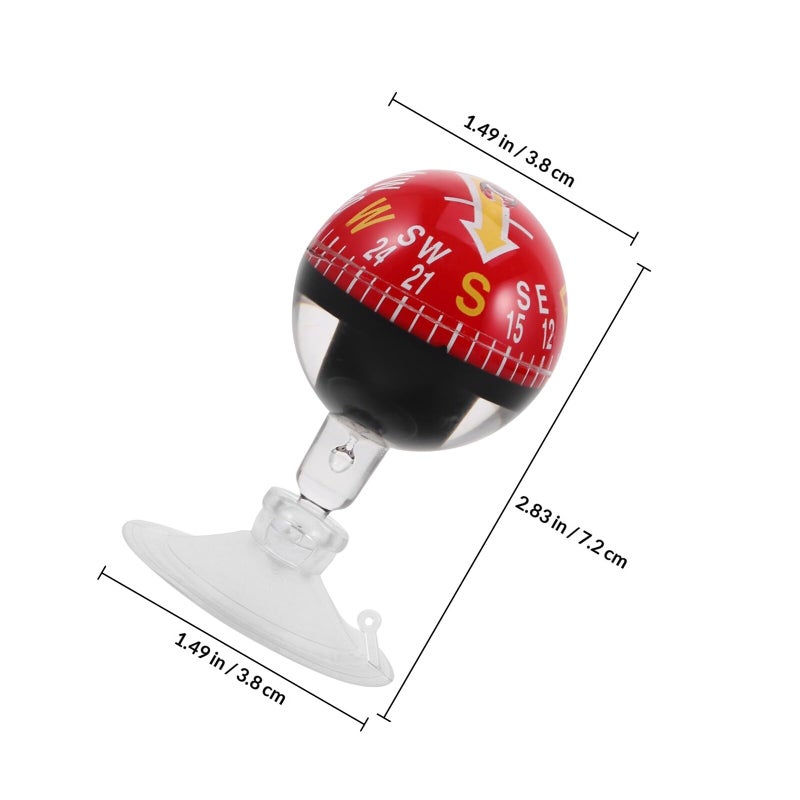 Red Plastic Suction Cup Car Compass Ball 38mm Dashboard Navigation for Vehicle Outdoor Hiking - Image 3
