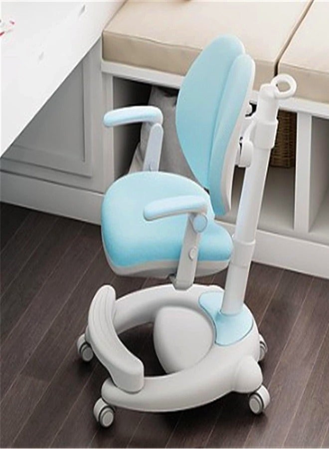 سي آند سي هوم كرسي دراسة للأطفال، كرسي مكتب كمبيوتر متعدد الوظائف، كرسي مكتب دوار للمهام قابل للتعديل كرسي دراسة للأطفال المنزلي مع ارتفاع قابل للتعديل ودعم قطني 64 × 52 × 90 سم أزرق - Image 2