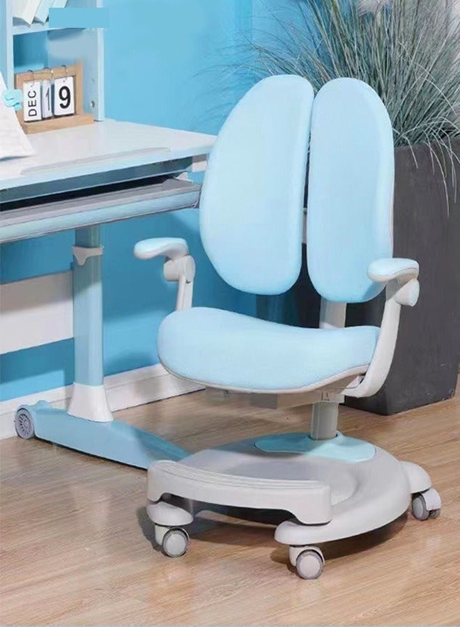 سي آند سي هوم كرسي دراسة للأطفال، كرسي مكتب كمبيوتر متعدد الوظائف، كرسي مكتب دوار للمهام قابل للتعديل كرسي دراسة للأطفال المنزلي مع ارتفاع قابل للتعديل ودعم قطني 64 × 52 × 90 سم أزرق - Image 1