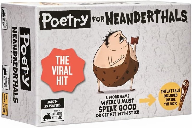 Exploding Kittens Poetry for Neanderthals 2+ Players - Ages 7+ - 15 Minutes to Play - Competitive Word Guessing Game - Party Game, Family Game Night, Kid and Adult Card Game - Image 1