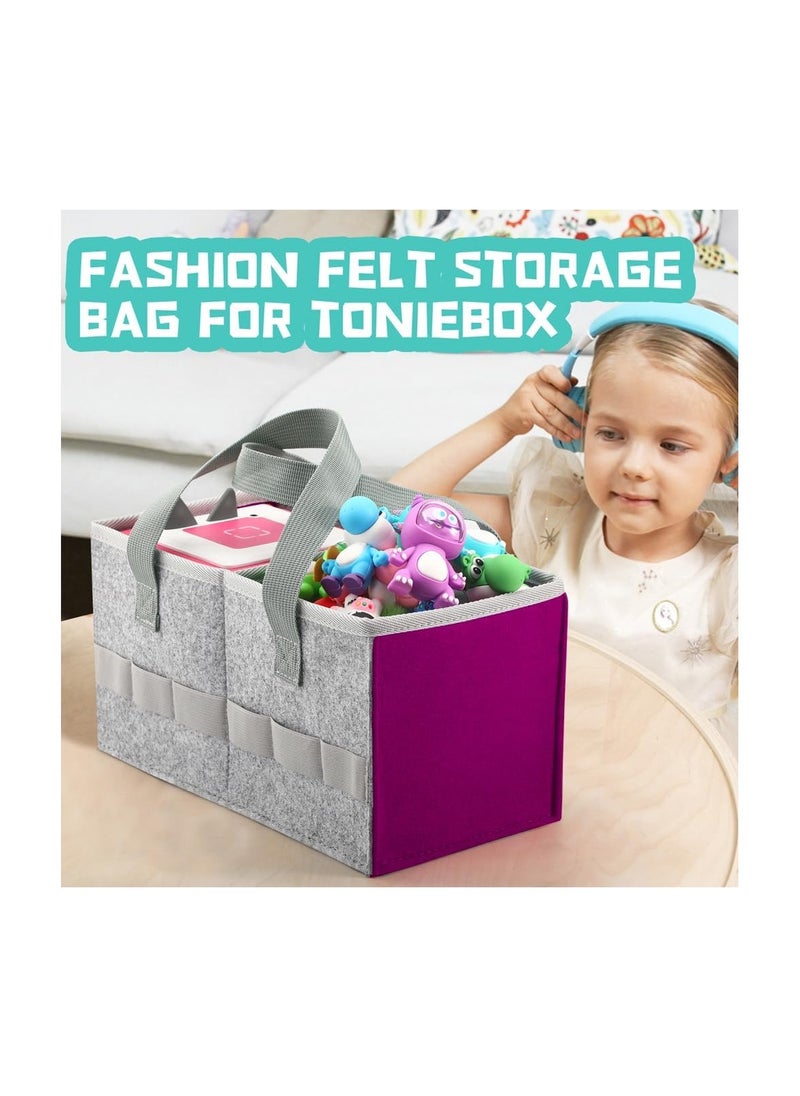 بينسو حقيبة حمل لمجموعة Toniebox المبتدئة وتماثيل Tonies، حقيبة قابلة للطي للعبة موسيقية من قماش اللباد أثناء السفر لملحقات Toniebox (أرجواني)  - Image 4