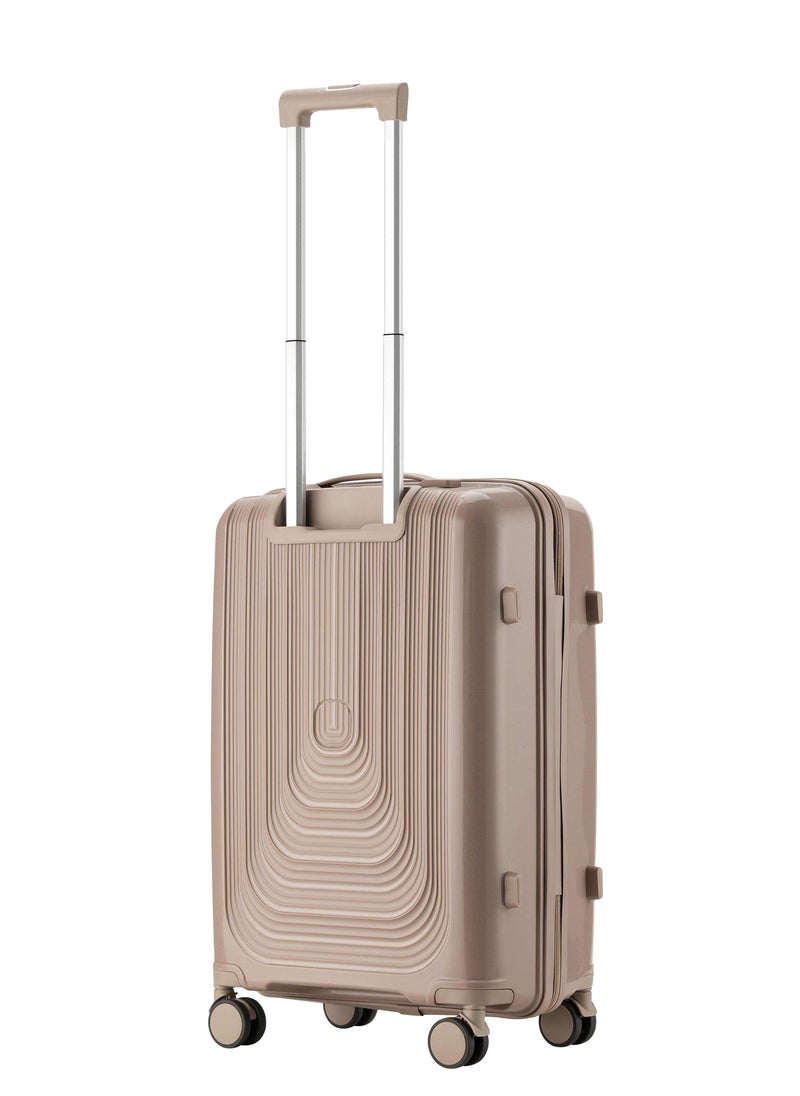 SENATOR Unisex Hard Case Carry On Luggage Lightweight PP Fashion Trolley Luggage with 4 Double Spinner Wheel and 3-Digit Combination Lock KH1009 Khaki  - Image 2
