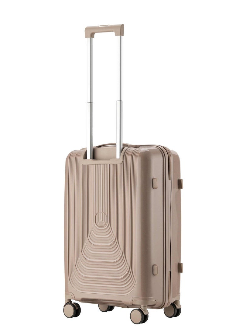 SENATOR Unisex Hard Case Carry On Luggage Lightweight PP Fashion Trolley Luggage with 4 Double Spinner Wheel and 3-Digit Combination Lock KH1009 Khaki - Image 4