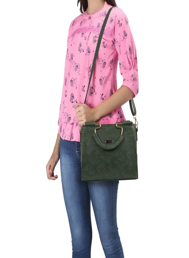 EVEDA Synthetic Leather Fancy Medium Satchel Crossbody Bag Purse Handbag For Women - Image 3