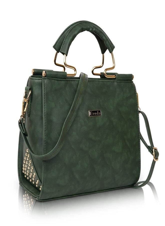 EVEDA Synthetic Leather Fancy Medium Satchel Crossbody Bag Purse Handbag For Women - Image 2