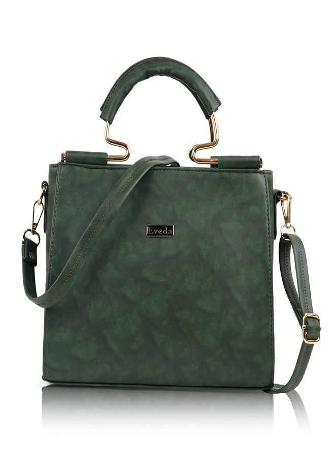 EVEDA Synthetic Leather Fancy Medium Satchel Crossbody Bag Purse Handbag For Women - Image 1