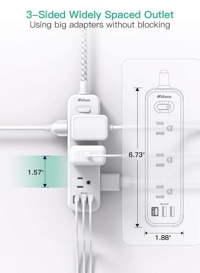 mifaso 15ft Extension Cord Surge Protector Long Extension Cord with 9 Outlets 3 USB Ports Extension Cord with Multiple Outlets USB Power Strip - Image 4