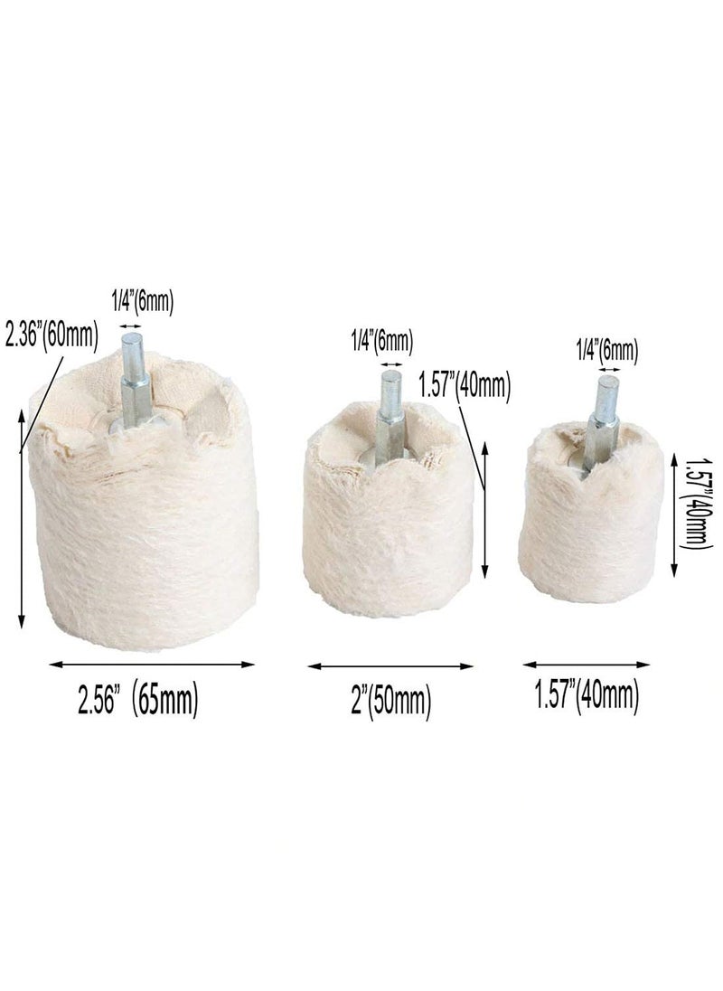 DIY Crafts Diy Crafts Flannelette Cone/column/mushroom/t - Shaped Grinding Head for Drill Diy Works Cleaning Tools, Pack of 18 Set 6x3, 3" (Off White)  - Image 3