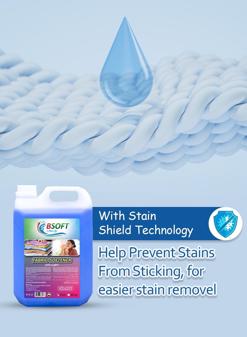 BSOFT Fabric Softener Serene Blue 5 Liter, Thick Formula Liquid – Long-Lasting Freshness, Gentle Soft Care for Clothes, Safe for All Fabrics - Image 3