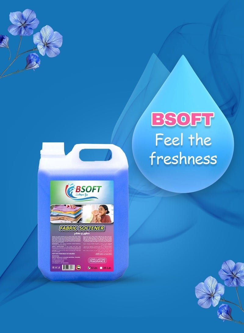 BSOFT Fabric Softener Serene Blue 5 Liter, Thick Formula Liquid – Long-Lasting Freshness, Gentle Soft Care for Clothes, Safe for All Fabrics - Image 2