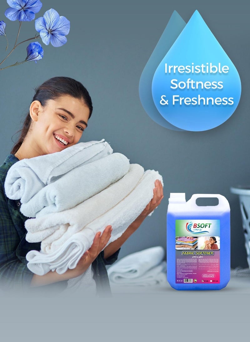 BSOFT Fabric Softener Serene Blue 5 Liter, Thick Formula Liquid – Long-Lasting Freshness, Gentle Soft Care for Clothes, Safe for All Fabrics - Image 1
