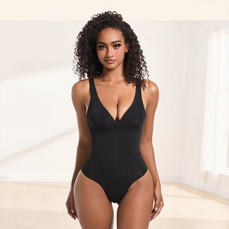 Petite Women Shapewear S Size Tummy Control Zipper Slim Bodysuit - Image 5