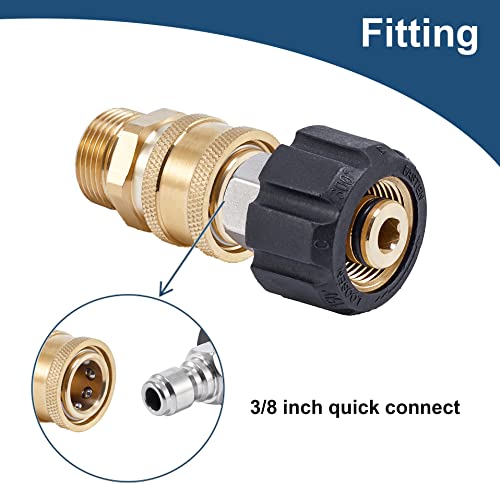 Raincovo Pressure Washer Quick Connect Fittings, M22 14mm to 3/8 Inch Hose Adapter, 4 Pieces - Image 2