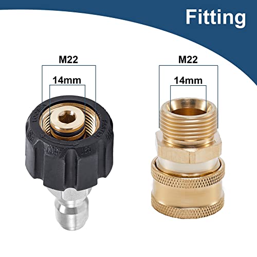 Raincovo Pressure Washer Quick Connect Fittings, M22 14mm to 3/8 Inch Hose Adapter, 4 Pieces - Image 3