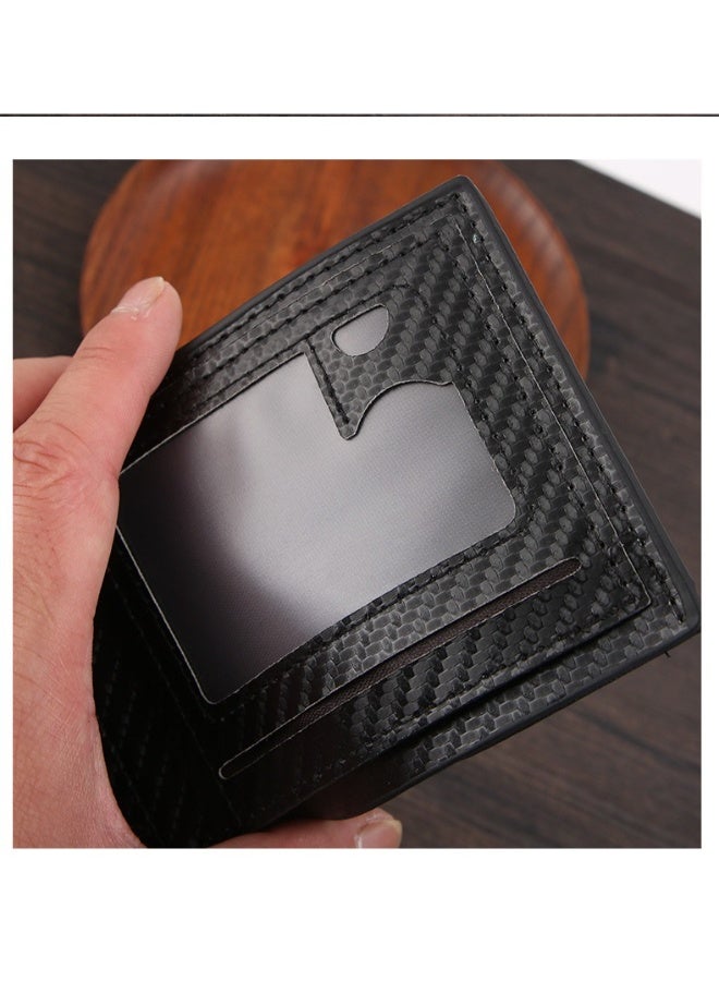 Men’s Bifold Wallet with Carbon Fiber Texture – Large Capacity PU Leather Wallet with Multi-Card Slots, Coin Pocket & Cash Compartment, Slim Minimalist Design - Image 3