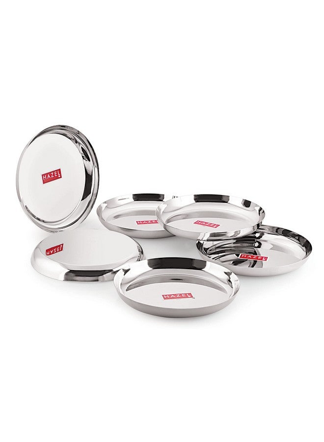 هايزل أطباق هازل الفولاذية للغداء | طقم أطباق فولاذية للعشاء، مقاس ٢٦.٨ سم | طقم أطباق فولاذية للعشاء، ٦ قطع - Image 1