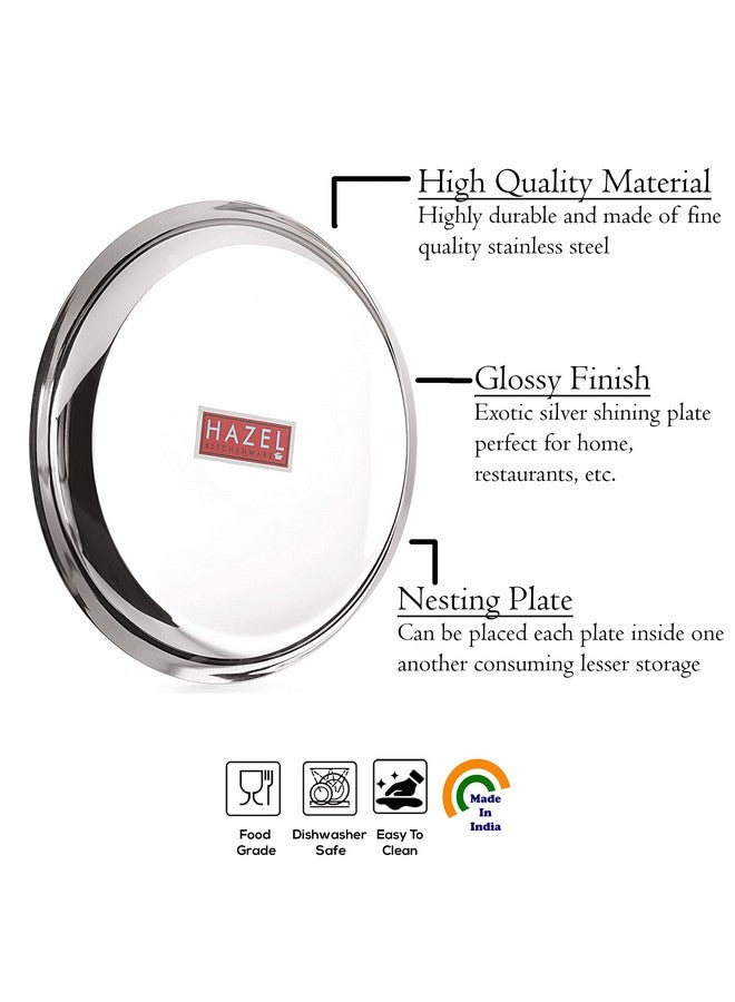 هايزل أطباق هازل الفولاذية للغداء | طقم أطباق فولاذية للعشاء، مقاس ٢٦.٨ سم | طقم أطباق فولاذية للعشاء، ٦ قطع - Image 3