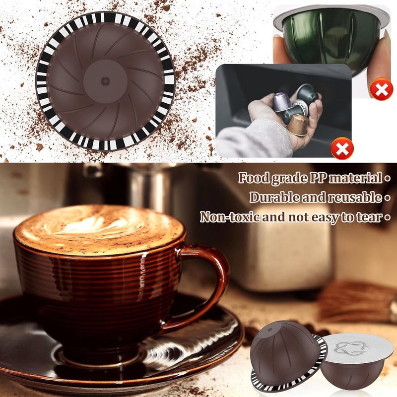 windforgecraft 5Pcs Reusable Coffee Capsules with 30 Aluminum Foil Lids Spoon and Brush Plastic Refillable Coffee Capsule Pods Food Grade PP Coffee Pods Compatible for GCA1 ENV 135 ENV 150 Coffee Machines (Coffee) - Image 5