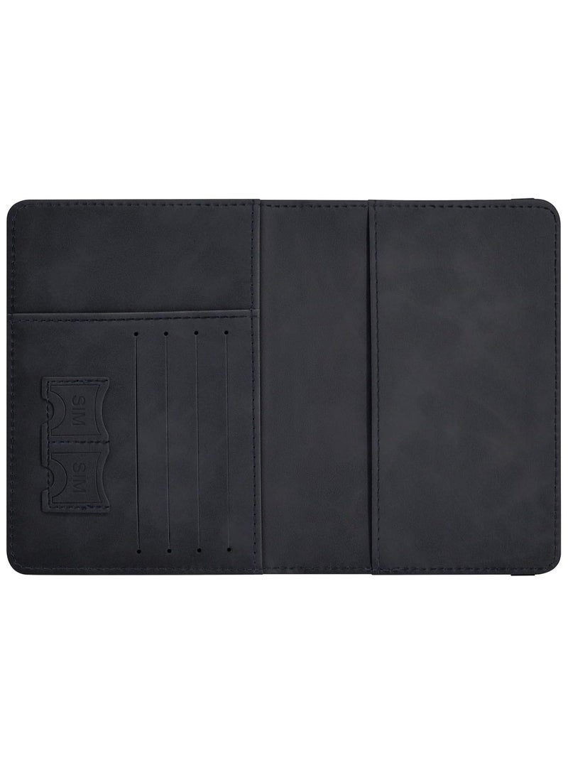 Passport Holder, Passport Cover with Credit Card Slot and Boarding Pass Slot Combo, Passport Wallet Case Book Travel Must Have, RFID Blocking Leather Travel Accessories, Black  - Image 4