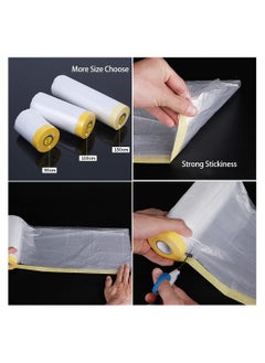 SYOSI Pre-Taped Masking Film, SYOSI Tape and Drape for Automotive Painting Covering, Assorted Masking Paper, Protection Covering Cloth Tape for Painting, 6 Pack 3 Sizes  - Image 3