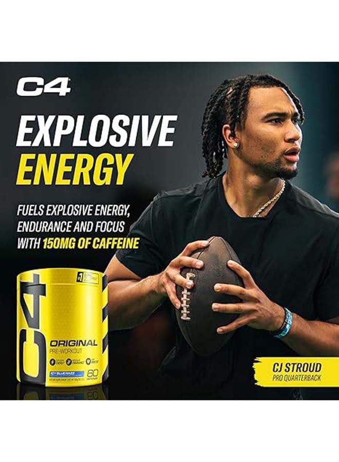 C4 Original Explosive Pre-Workout - Icy Blue Razz - 60 Servings 390 Gm