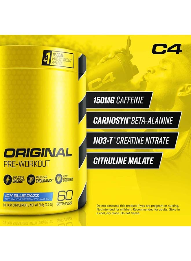C4 Original Explosive Pre-Workout - Icy Blue Razz - 60 Servings 390 Gm