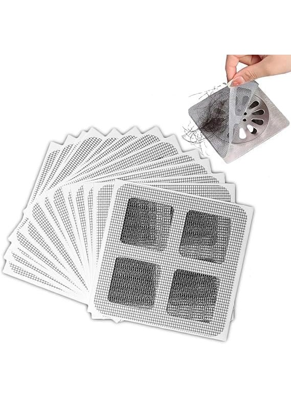 KD ZONE KD ZONE 10Pack Waterproof Disposable Shower Drain Hair Catcher Drain Hair Catcher Waterproof Mesh Stickers for Bathroom Accessories Apartment Essentials for Kitchen Sink Bathtub 4 X 4 20  - Image 1