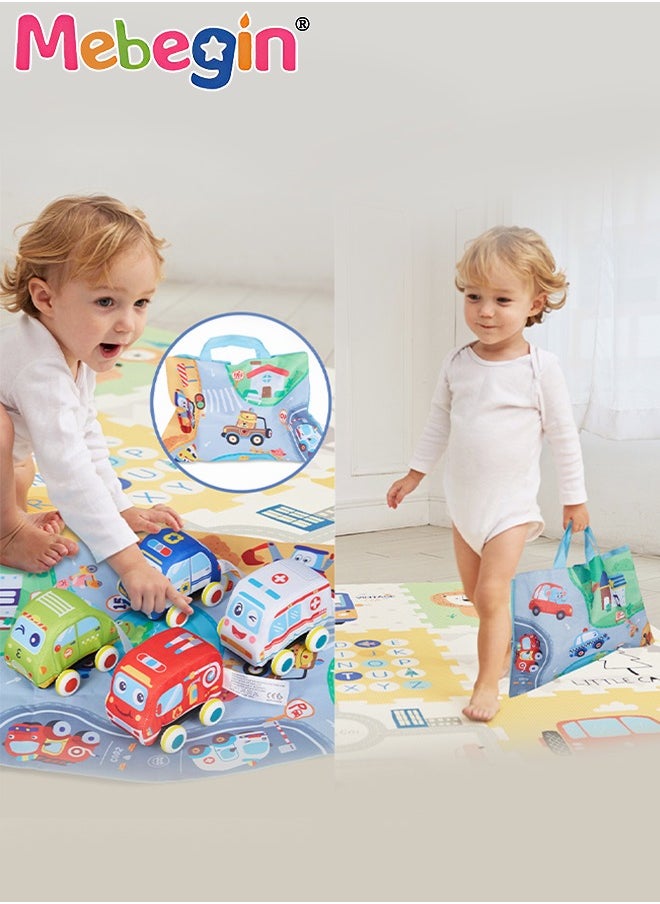 MEBEGIN 5PCS Pull Backtoys Car Set with A City Map, Vehicles Toys Playset with Storage Bag, Easy to Carry and Storage, Fun Travel Toy, Early Educational Toys, No Batteries Needed, Ideal Gift for Toddlers  - Image 4