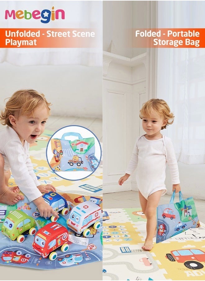 MEBEGIN 5PCS Pull Backtoys Car Set with A City Map, Vehicles Toys Playset with Storage Bag, Easy to Carry and Storage, Fun Travel Toy, Early Educational Toys, No Batteries Needed, Ideal Gift for Toddlers  - Image 2