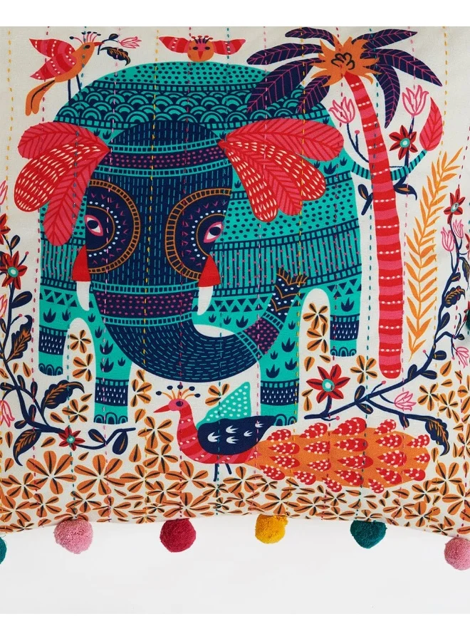 Chumbak Galle Elephant 16" Gondh Cushion Cover
