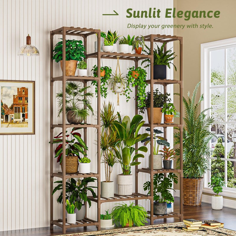GENTINGBRO Plant Stand Indoor Outdoor 62.2â€œ Tall Plant Shelf Large Tiered Flower Stands for Multiple Display Wood Hanging Planter Holder for Living Room Garden Balcony Patio Decor - Image 2