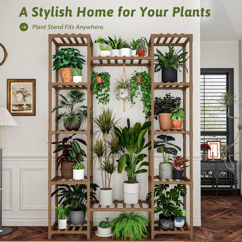 GENTINGBRO Plant Stand Indoor Outdoor 62.2â€œ Tall Plant Shelf Large Tiered Flower Stands for Multiple Display Wood Hanging Planter Holder for Living Room Garden Balcony Patio Decor - Image 5