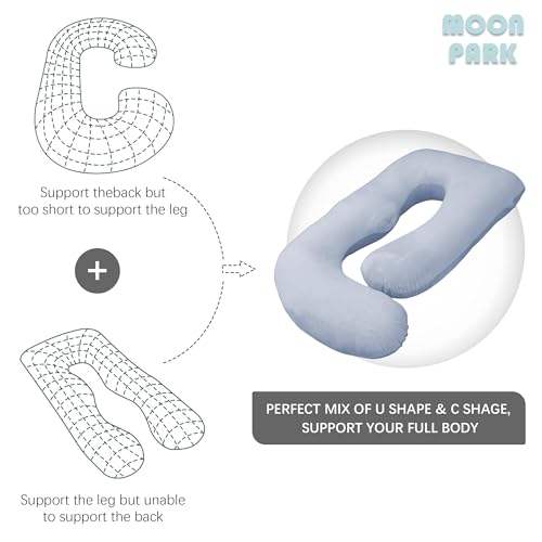 MOON PARK Pregnancy Pillows for Sleeping - Non Compressed Packaging, U Shaped Full Body Maternity Pillow with Removable Cover - Support for Back, Legs, Belly, HIPS - 57 Inch - Grey - Image 5