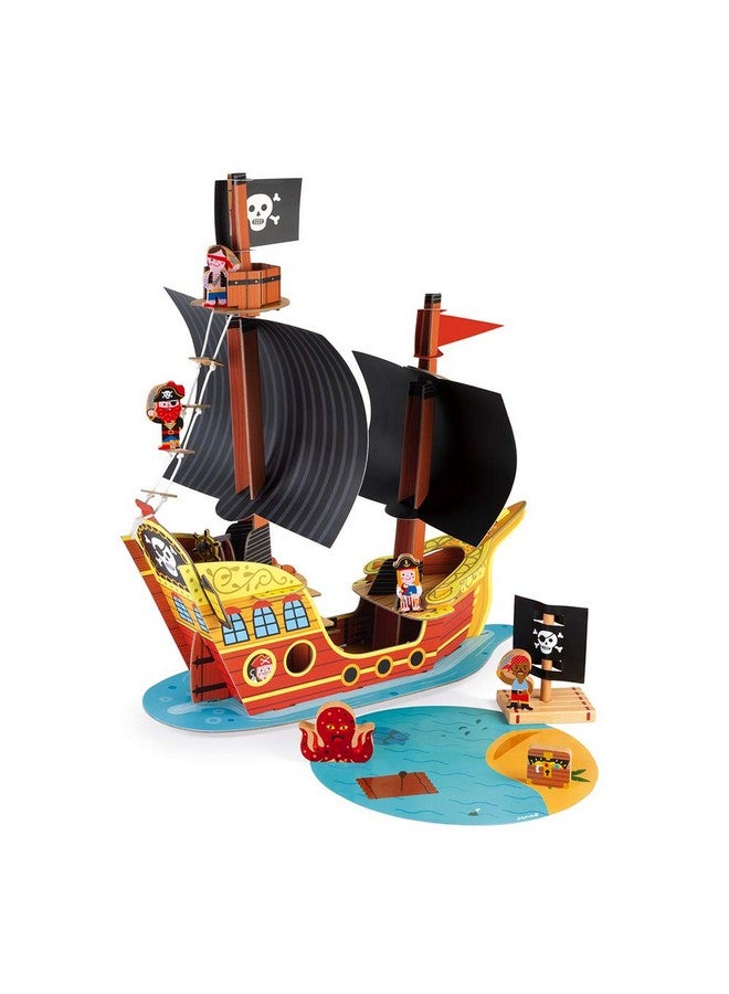 Janod Story Box - 8 Piece Pirate Ship Play Set with - Ages 3+ - J08579 - Image 2