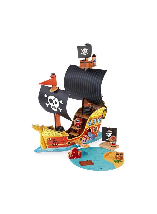 Janod Story Box - 8 Piece Pirate Ship Play Set with - Ages 3+ - J08579 - Image 1