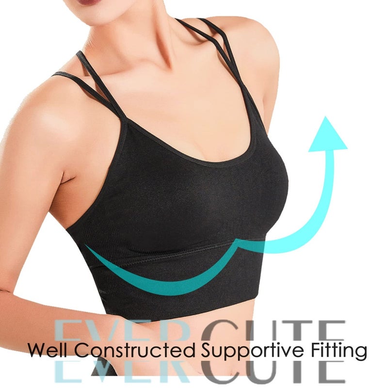 Cross Back Sport Bras Padded Strappy Criss Cross Cropped Bras for Yoga Workout Fitness Low Impact - Image 3