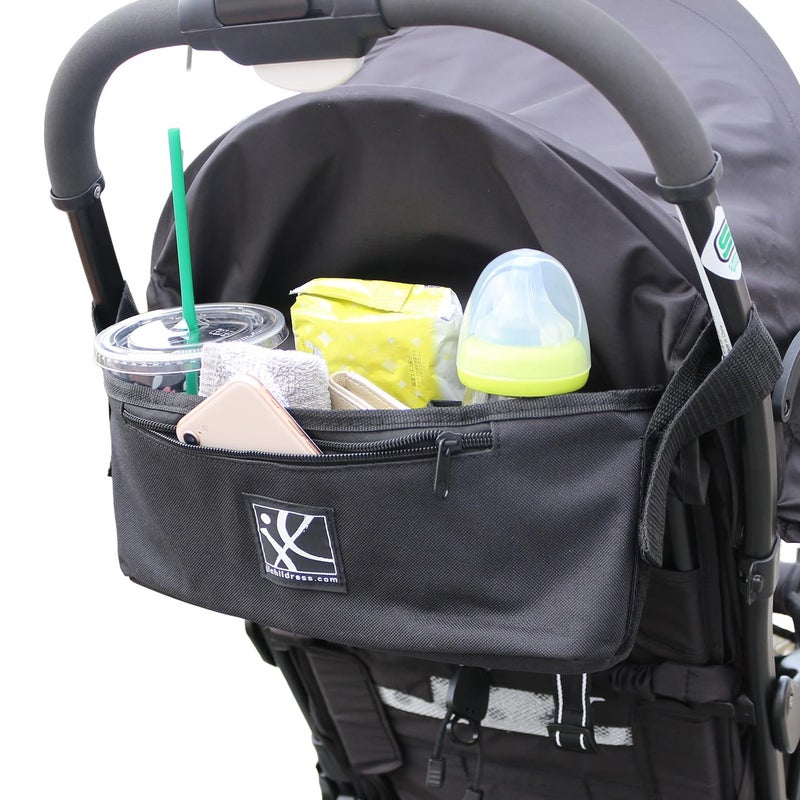 J.L. Childress Cargo 'N Drinks Parent Tray - Universal Stroller Organizer - Stroller Accessory with Insulated Cup Holders and Cell Phone Pocket - for Umbrella Strollers, Doona, Graco and More - Black - Image 1