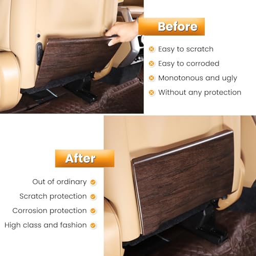 Heutamo Seat Back Kick Protector Cover Compatible with Land Rover Range Rover Vogue 2023 20242026 ABS Rear Seat Back AntiKick Panel Trim Cover Interior Trim Accessory Oaken Pattern - Image 3