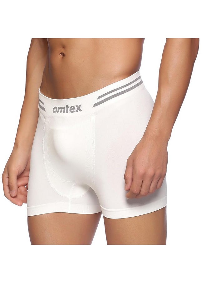 omtex Men's Athletic Seamless Short Stretchable with Cup Pocket, Ideal for Workout and Sports Quick Dry Moisture Wicking Underwear White - Medium - pzsku/Z16707A12B6A7521ECA3FZ/45/_/1738306083/e839c823-e4e8-4331-b70c-23ff2d9f9df8