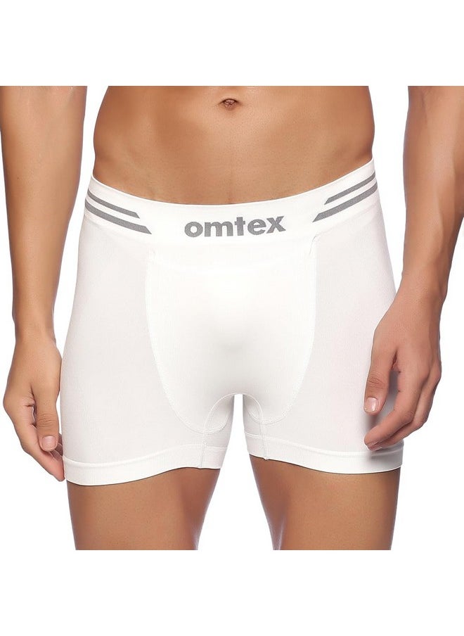 omtex Men's Athletic Seamless Short Stretchable with Cup Pocket, Ideal for Workout and Sports Quick Dry Moisture Wicking Underwear White - Medium - pzsku/Z16707A12B6A7521ECA3FZ/45/_/1738306089/b648eb15-b848-444e-833b-906d9bb64519