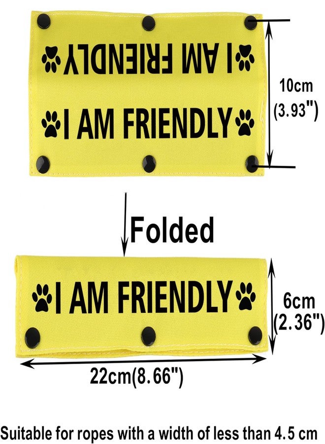 BLUPARK Funny Dog Leash Sleeve I Am Friendly Dog Leash Wrap Sleeve Alert Tag Pet Birthday Gift (I Am Friendly-YE Sleeve) - Image 2