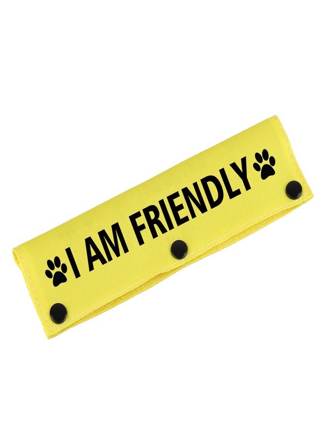 BLUPARK Funny Dog Leash Sleeve I Am Friendly Dog Leash Wrap Sleeve Alert Tag Pet Birthday Gift (I Am Friendly-YE Sleeve) - Image 1