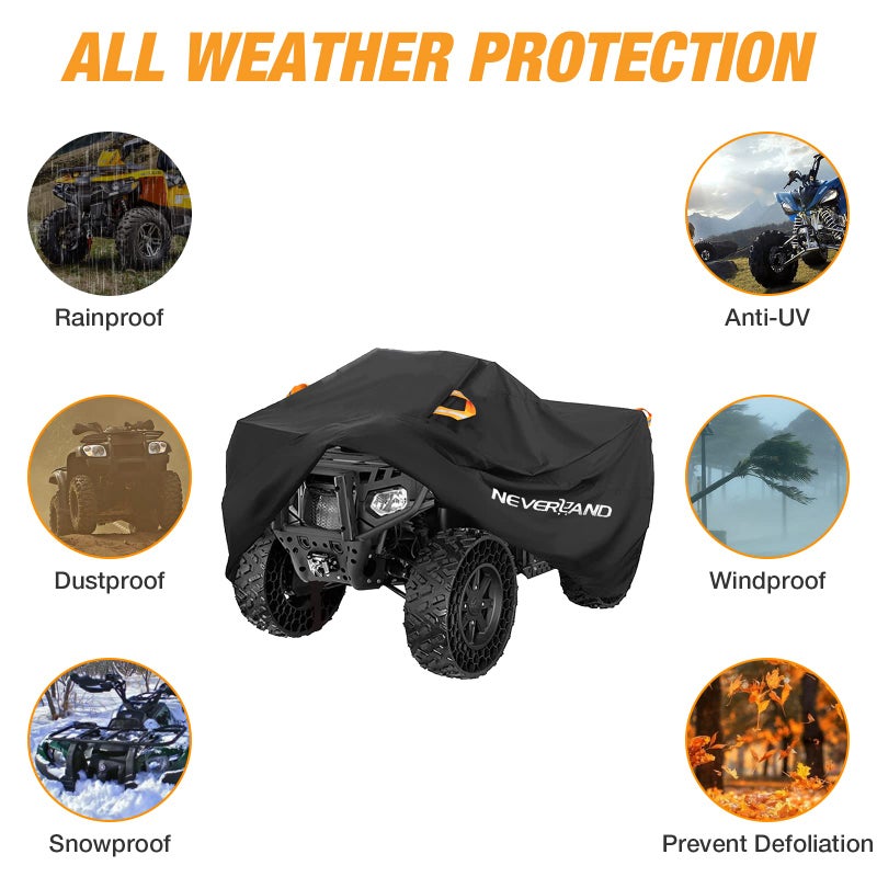 NEVERLAND ATV Cover Waterproof Heavy Duty 4 Wheeler Cover Quad Cover All Season Weather Proof Outdoor UV Protection for Polaris Yamaha Suzuki Honda (Black XLarge) - Image 4