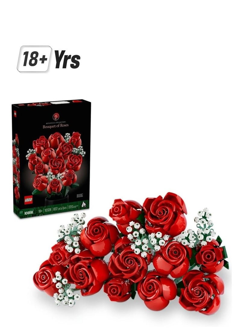 LEGO Icons Botanical Collection Bouquet Of Roses Building Blocks Toy Set (822 Pieces)  - Image 1