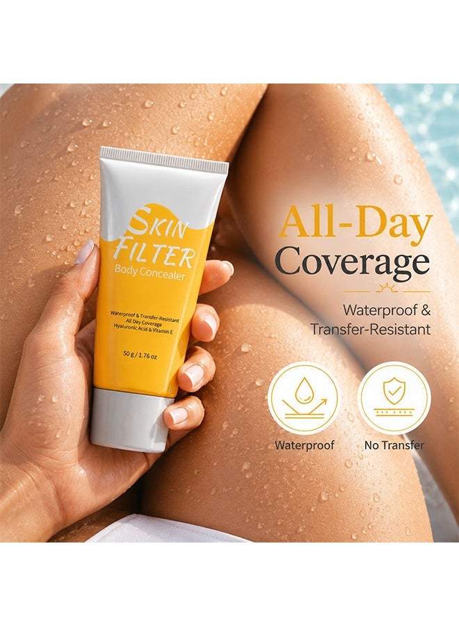 BARUBT Skin Filter Body Concealer, With Applicator Brush, Waterproof Transfer Resistant Full Coverage Body Makeup Cream Infused with Hyaluronic Acid & Vitamin E #01 Warm Radiance - Image 4