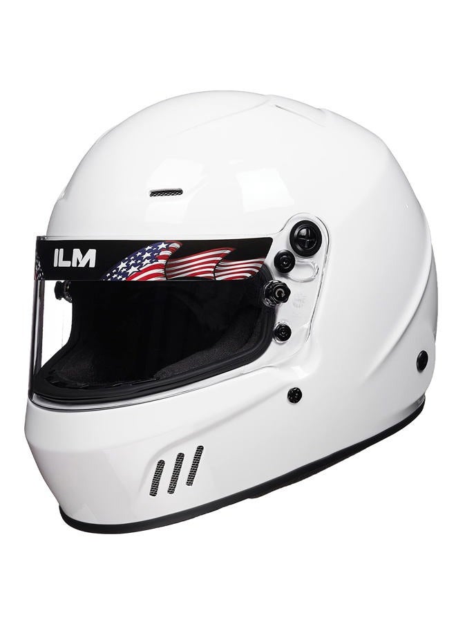 ILM Snell SA2020 Full Face Racing Helmets for Men Auto Racing Car Racing Helmet Model-760(White, XL) - Image 1