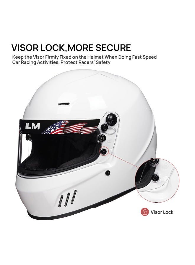 ILM Snell SA2020 Full Face Racing Helmets for Men Auto Racing Car Racing Helmet Model-760(White, XL) - Image 4